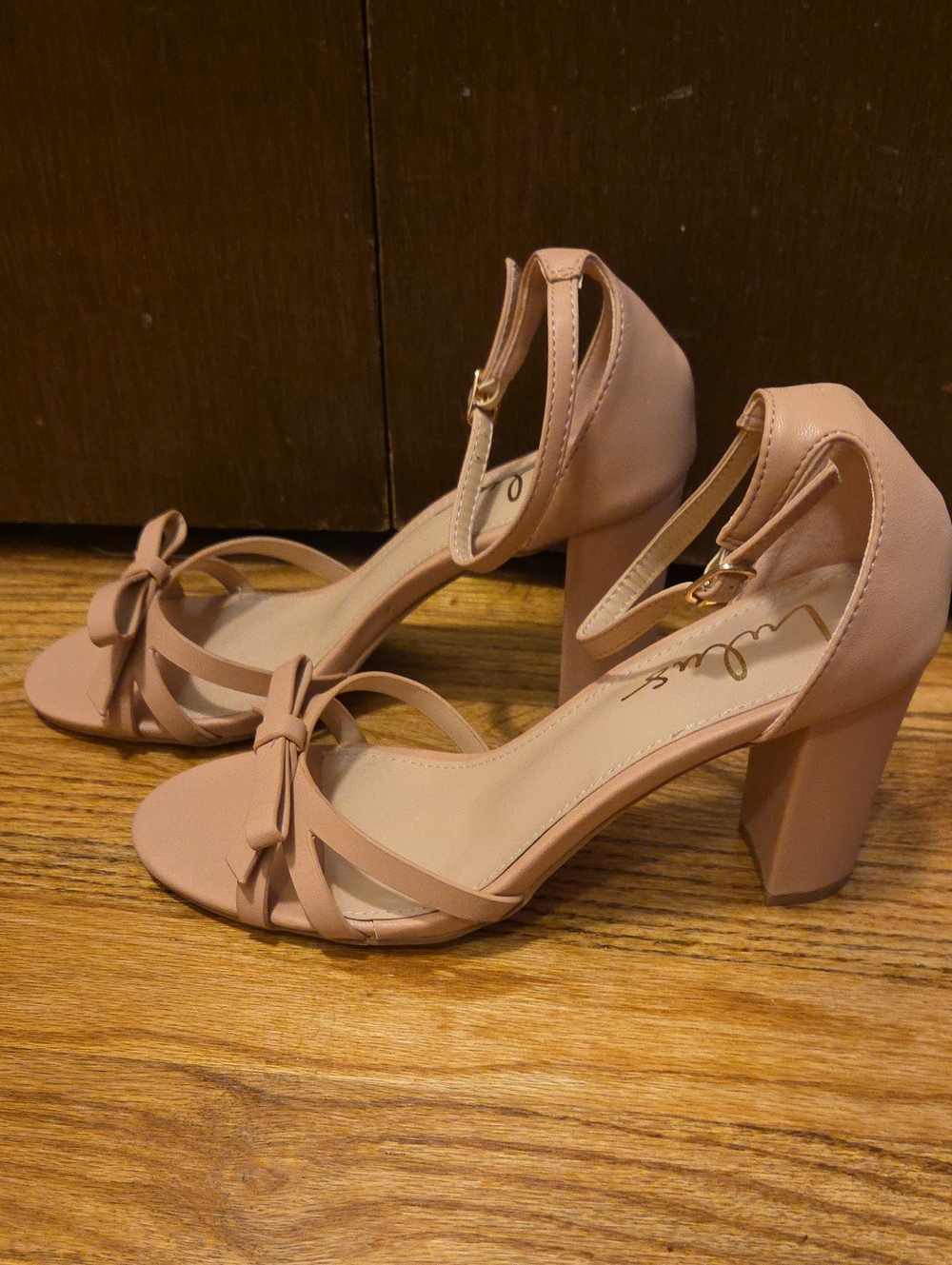 Lulu's Blush Pink Knot-Front Ankle Strap Block Heels